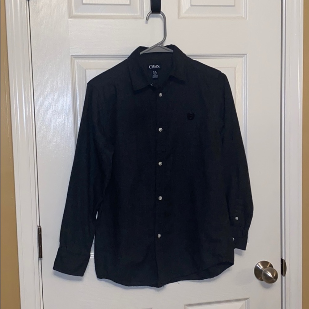 Chaps Boys Charcoal Flannel button up collar shirt